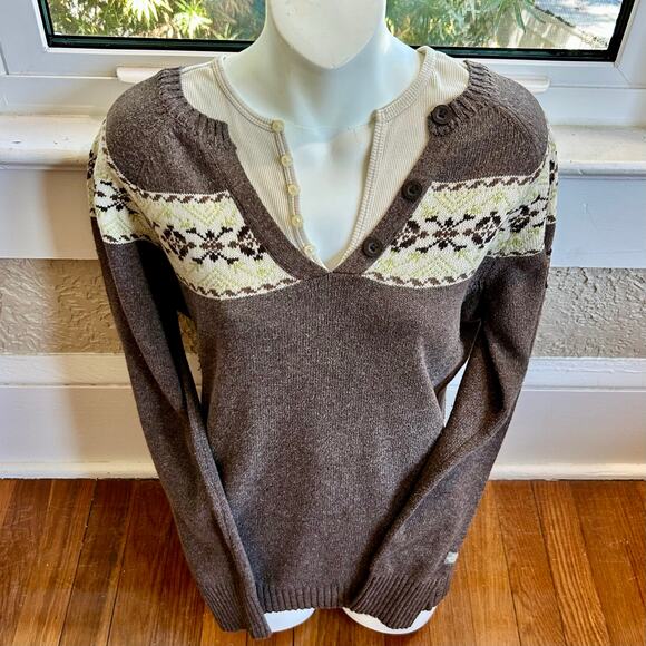 The North Face Mock Henley Women’s Large Brown Wool Blend Knit Sweater - Picture 7 of 14